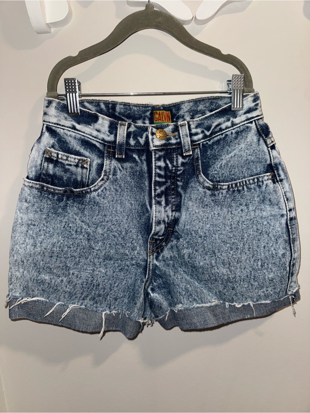 Vintage Calvin Klein Acid-Wash High-Waist Denim Shorts
